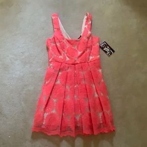 Flower embroidered pink dress